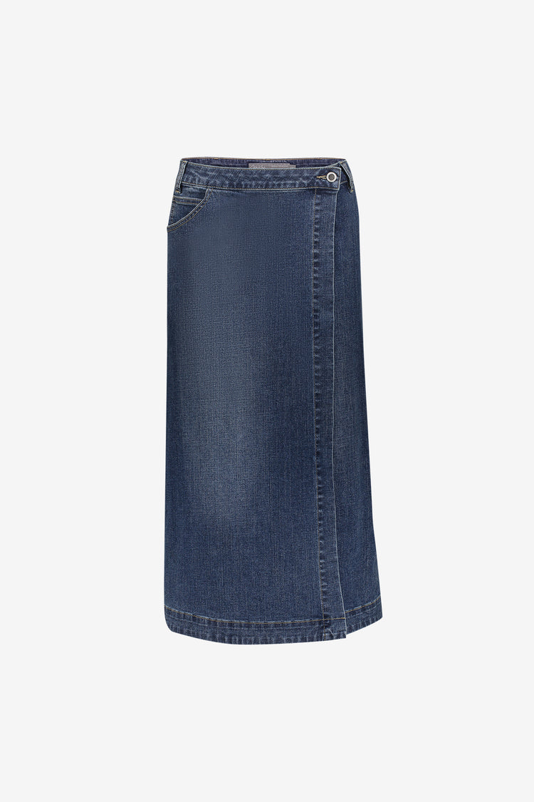Geisha Denim-Wickelrock mit femininer Silhouette
