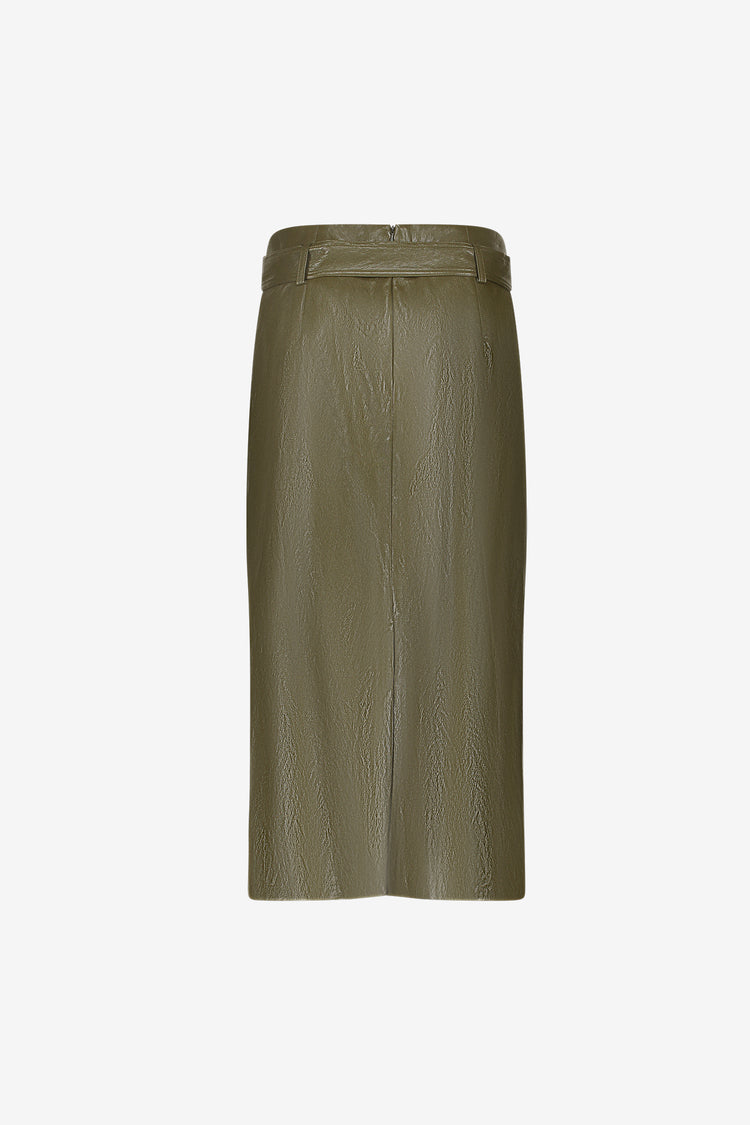 Geisha Damen Midirock in Lackoptik mit Bindegürtel