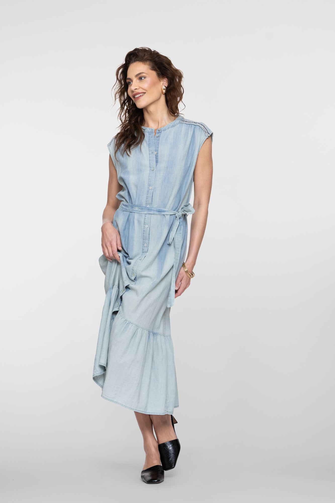 Geisha Maxikleid mit Volants