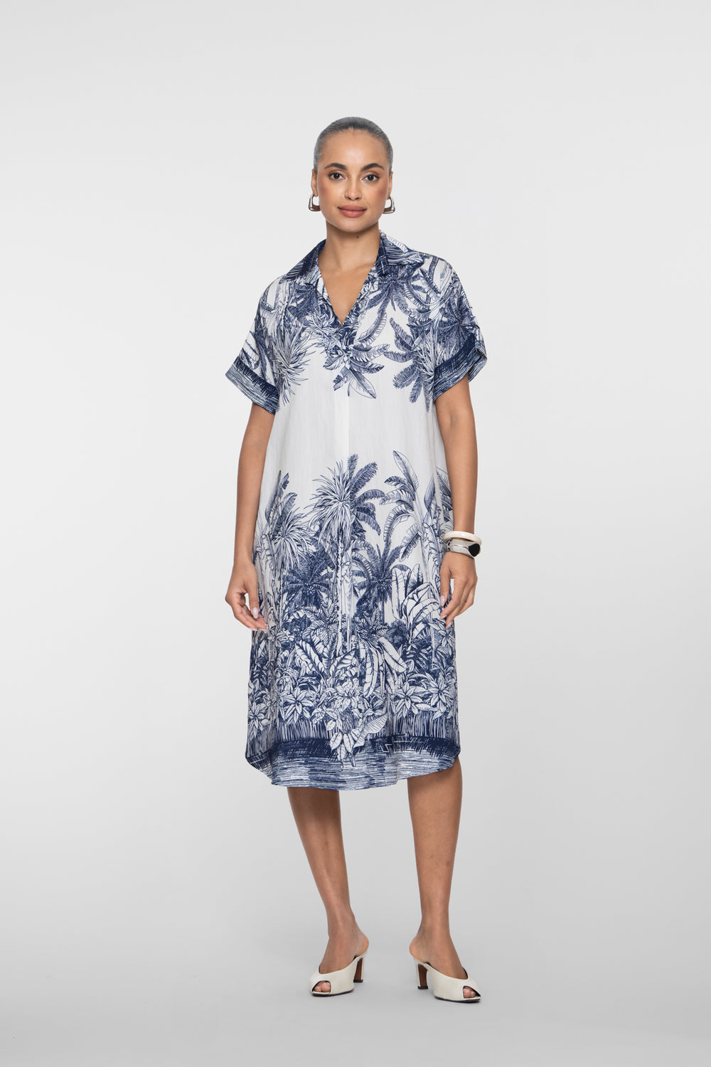 Geisha Midikleid mit Palmenprint