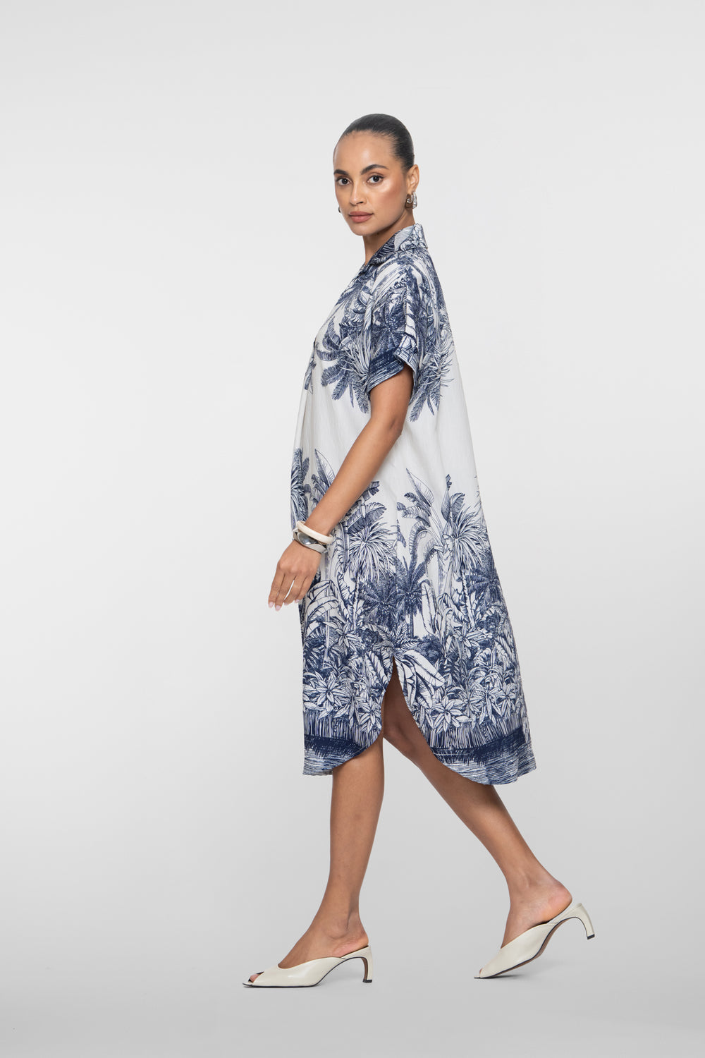 Geisha Midikleid mit Palmenprint