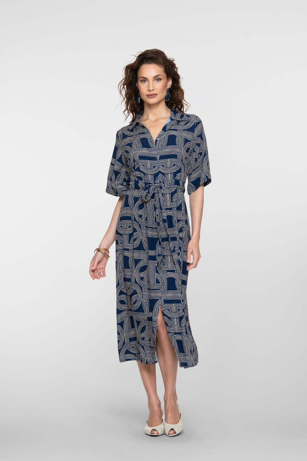 Geisha Kleid mit Print und Schlitz