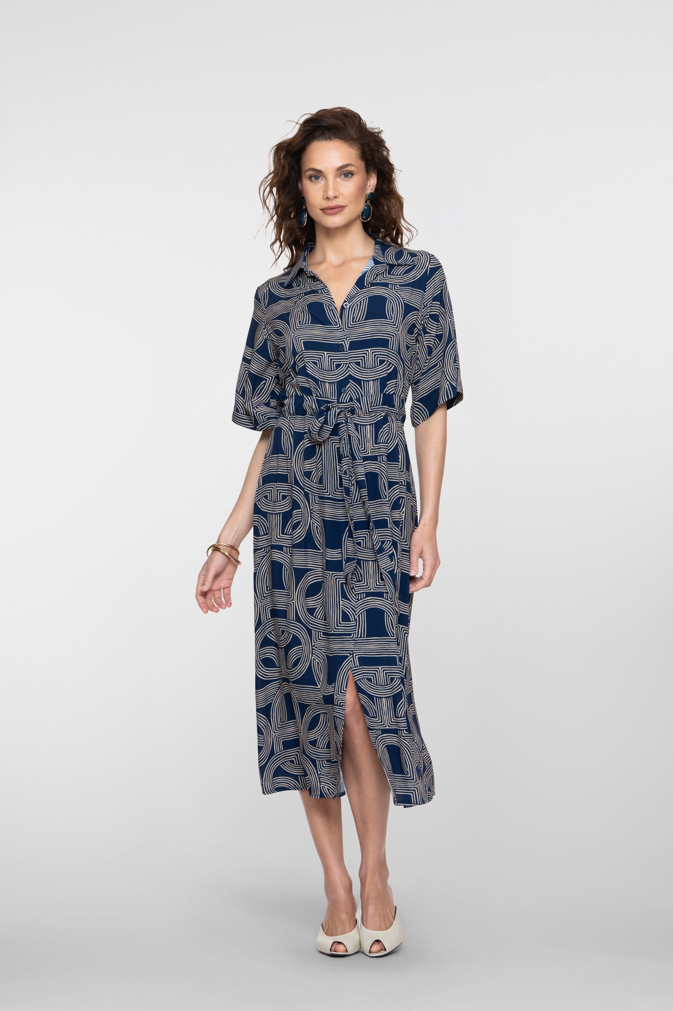 Geisha Kleid mit Print und Schlitz