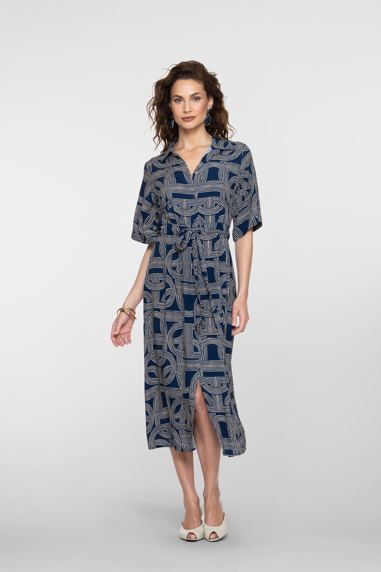 Geisha Kleid mit Print und Schlitz