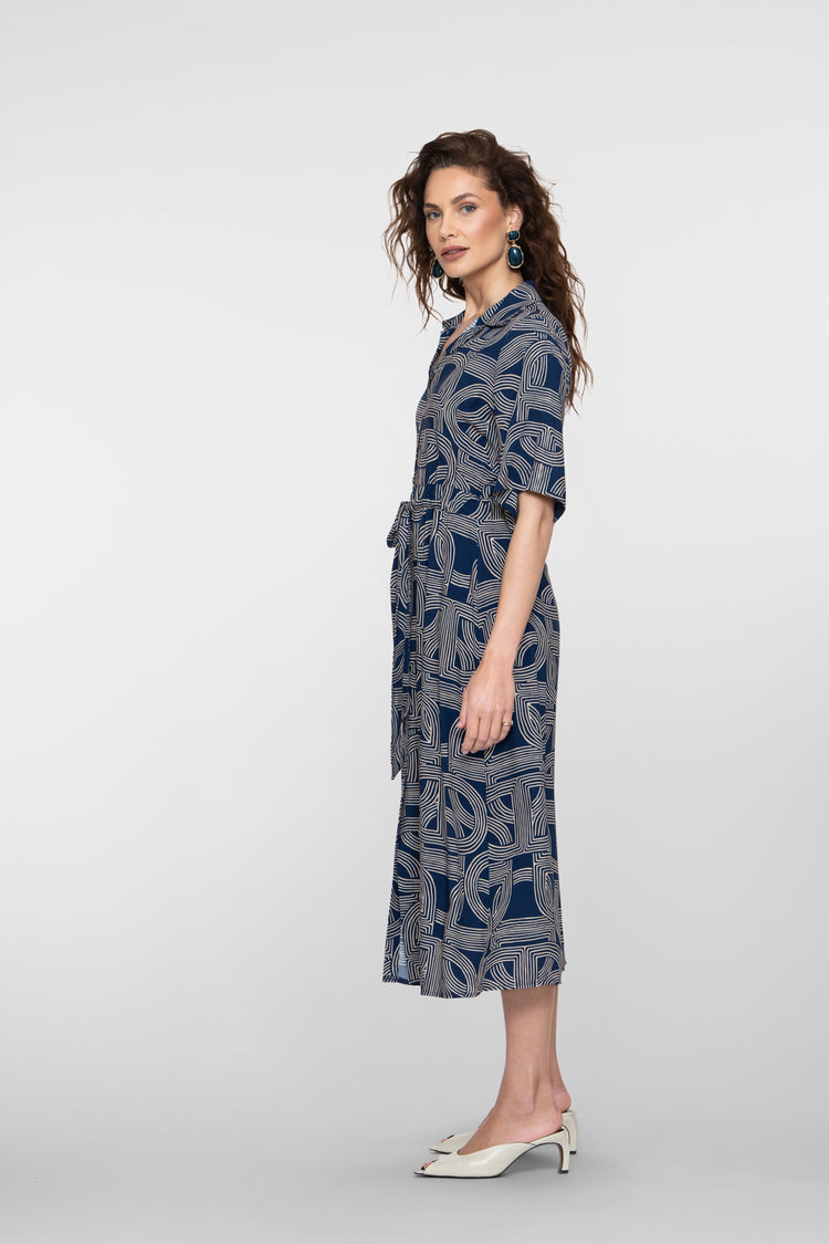 Geisha Kleid mit Print und Schlitz