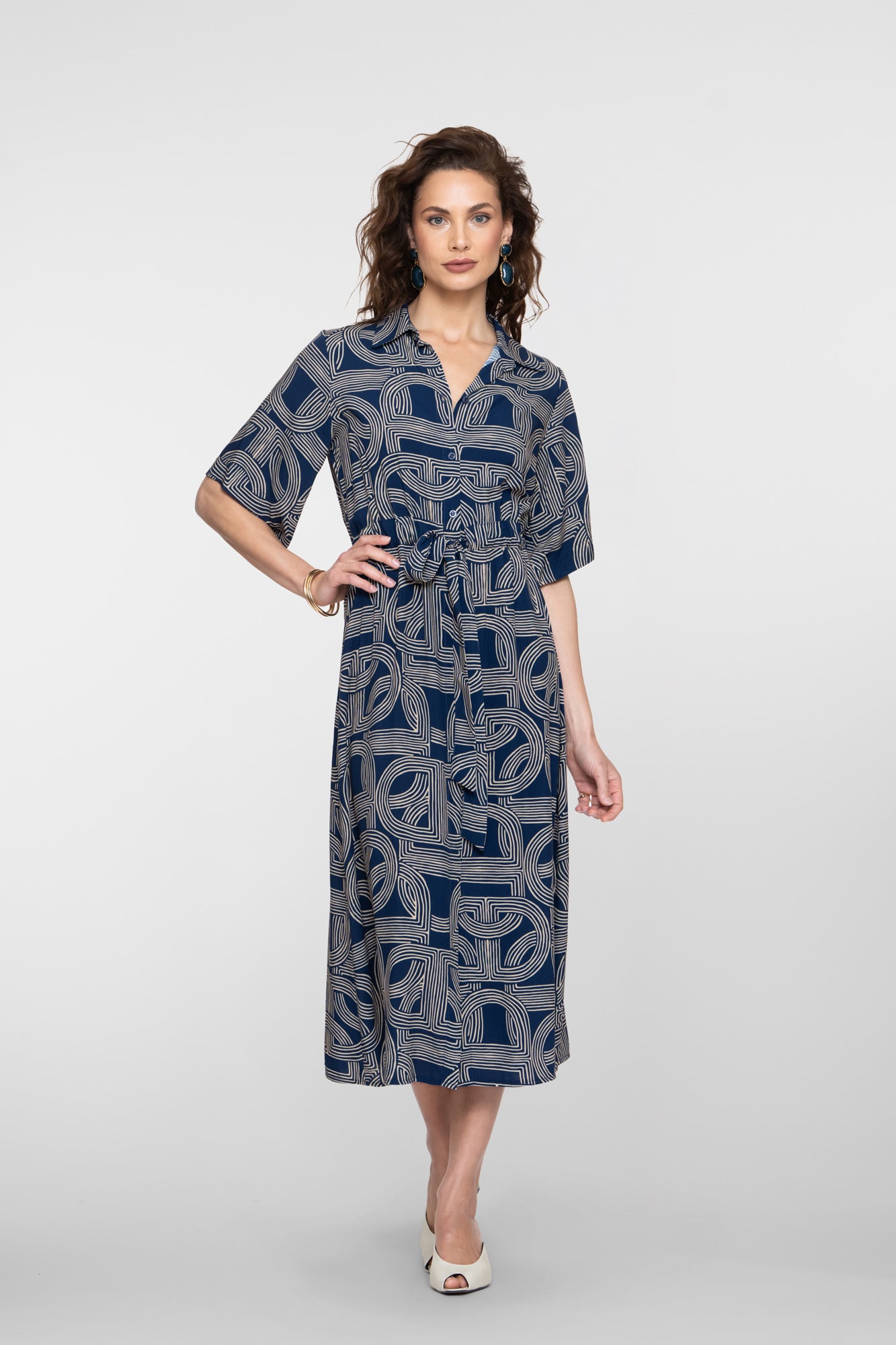 Geisha Kleid mit Print und Schlitz