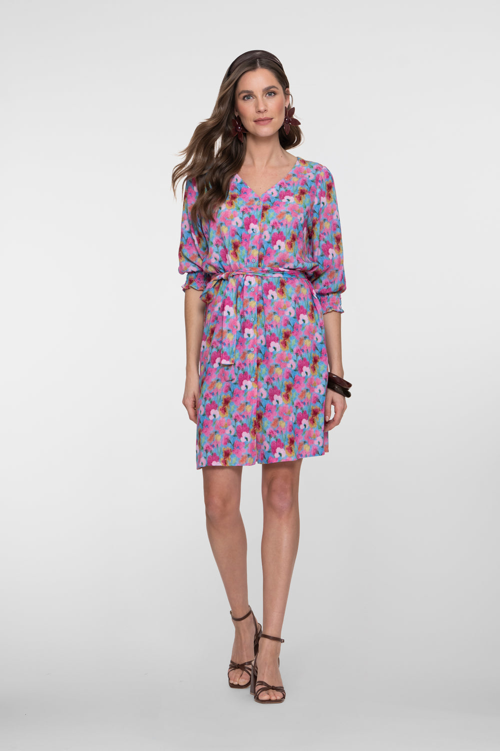 Geisha Kleid mit farbenfrohem Blumenprint