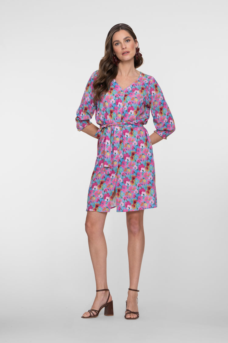 Geisha Kleid mit farbenfrohem Blumenprint