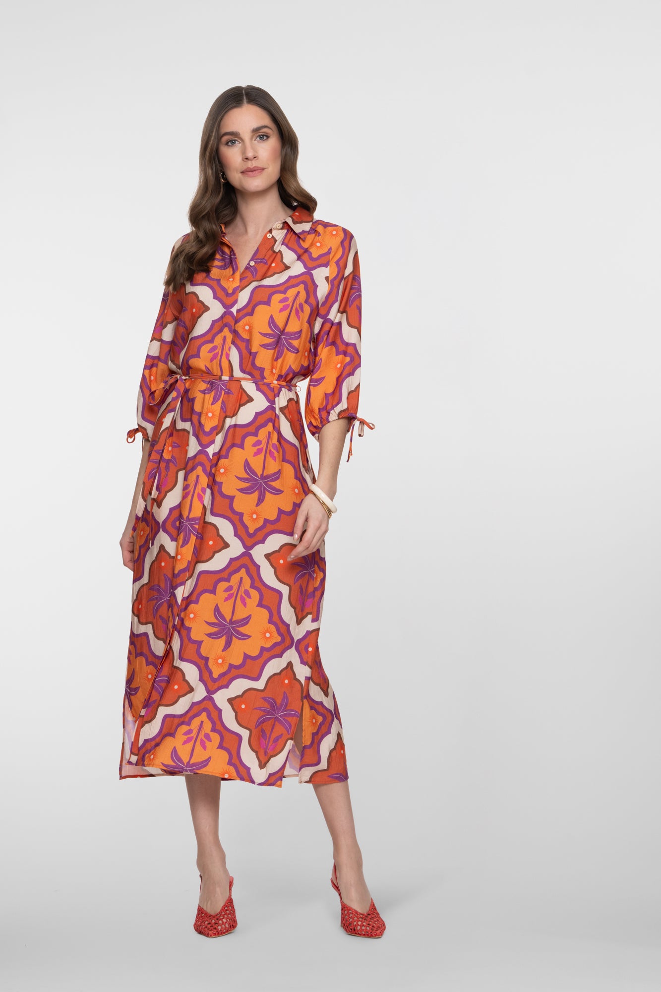 Geisha Midikleid mit tropischem Print