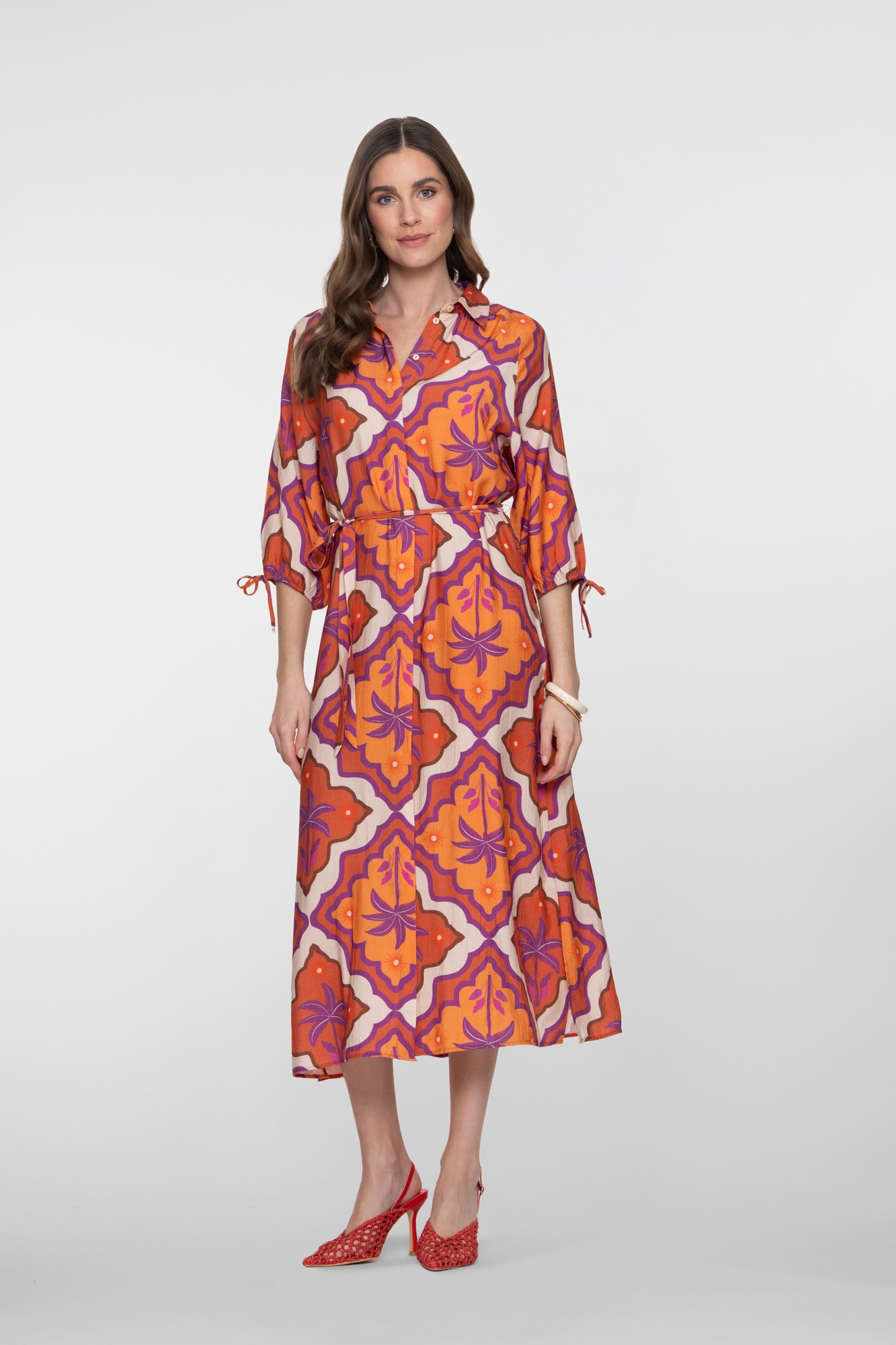 Geisha Midikleid mit tropischem Print