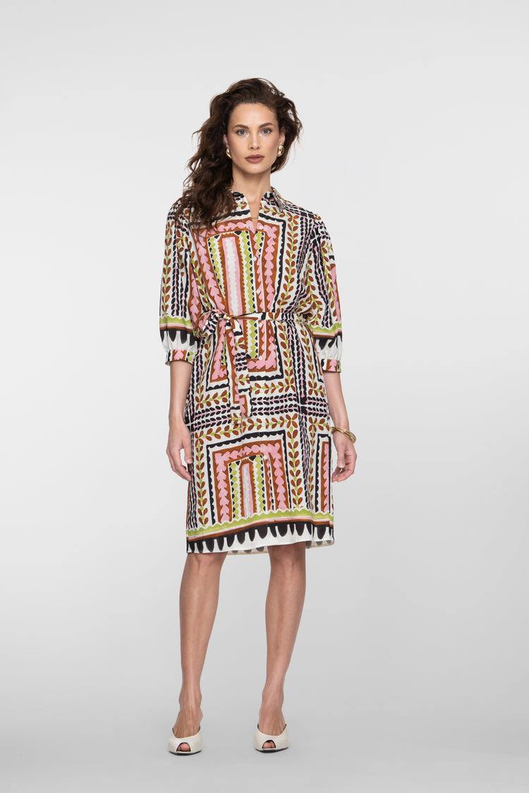 Geisha Midikleid mit Fliesenprint