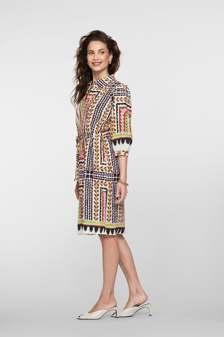 Geisha Midikleid mit Fliesenprint