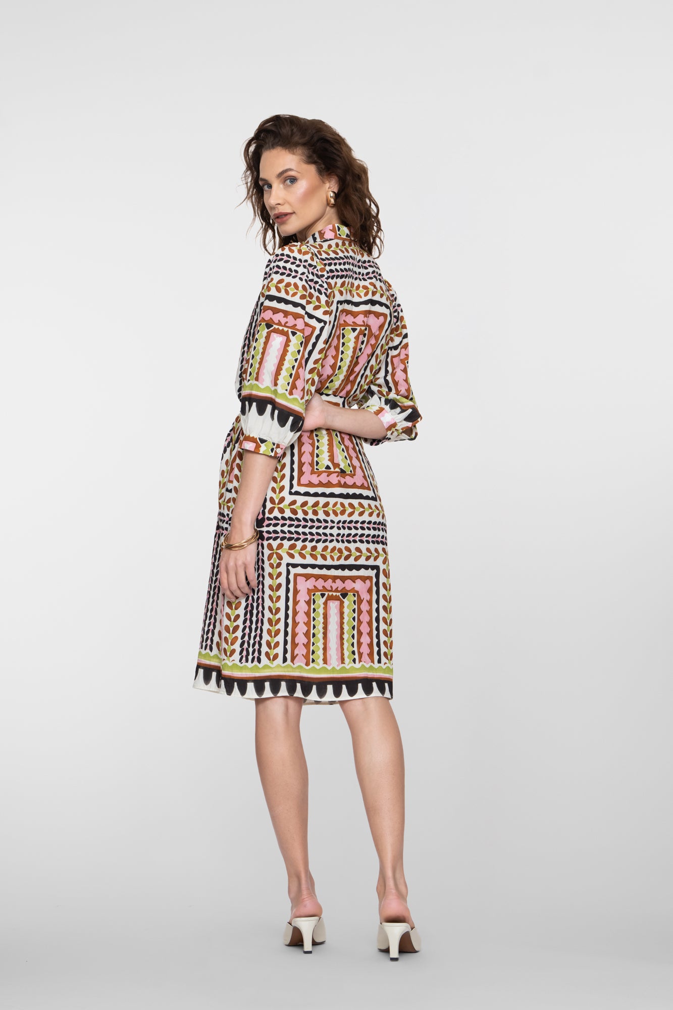 Geisha Midikleid mit Fliesenprint