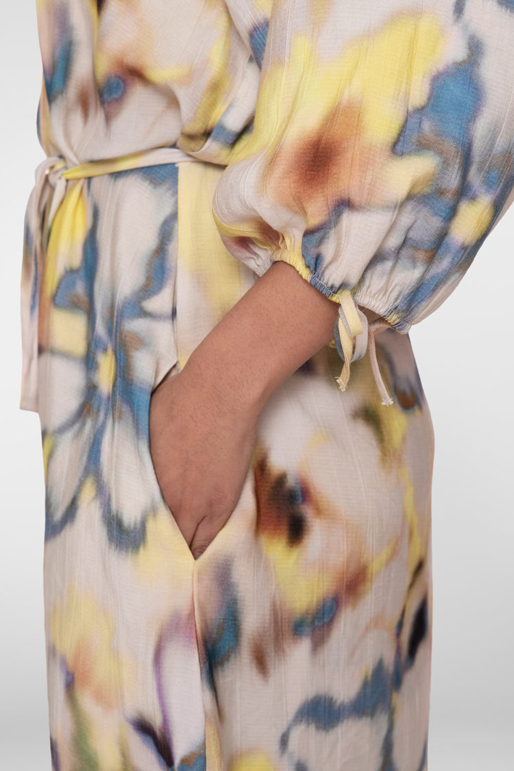 Geisha Midikleid mit Aquarell-Blumenmuster