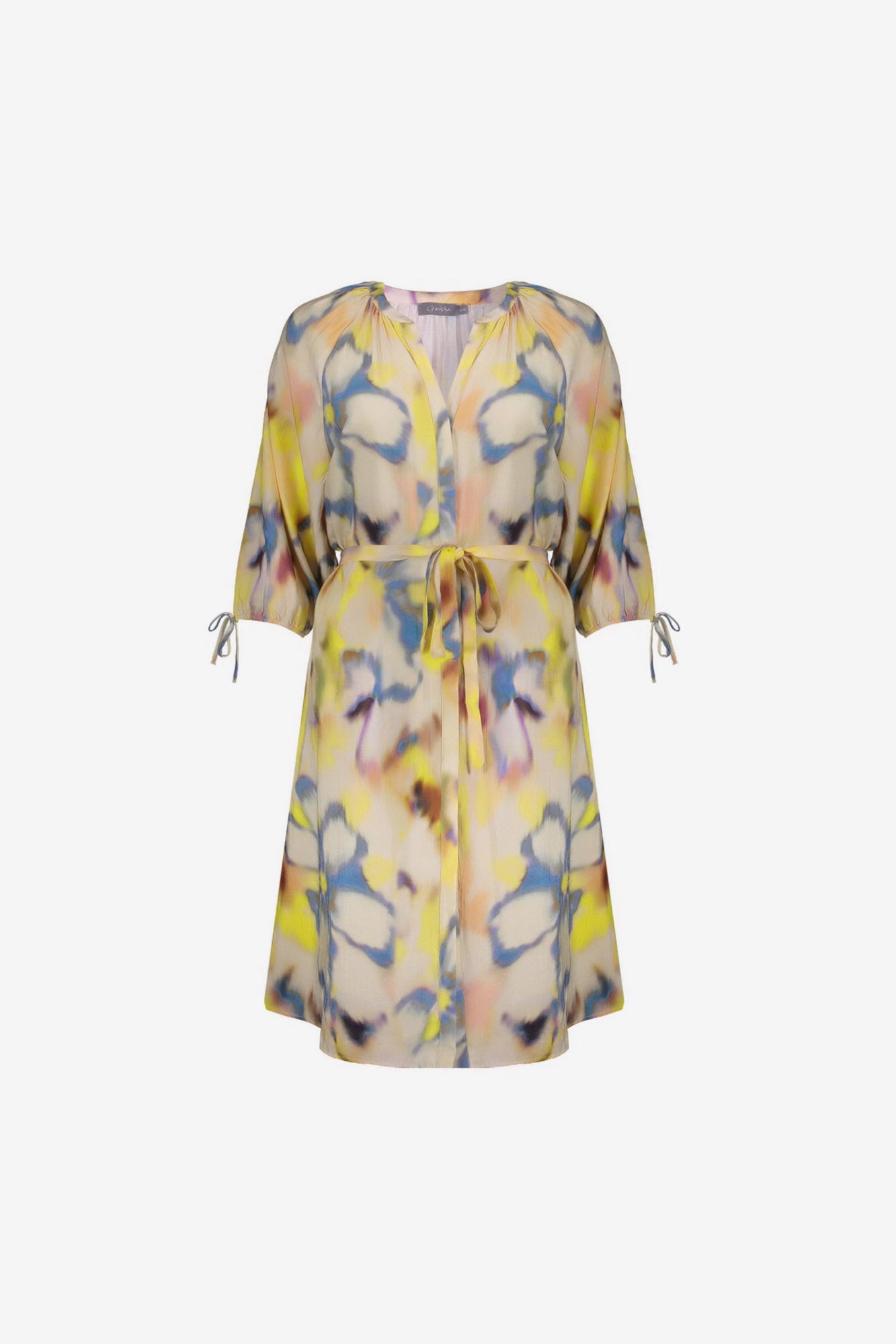 Geisha Midikleid mit Aquarell-Blumenmuster