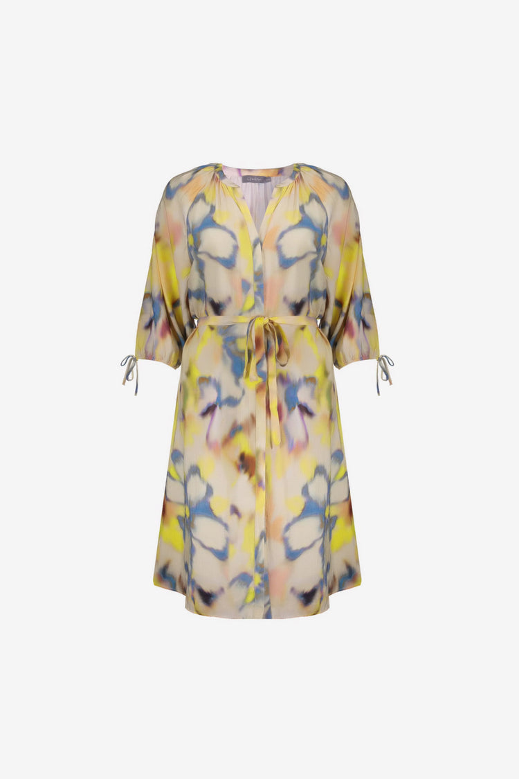 Geisha Midikleid mit Aquarell-Blumenmuster