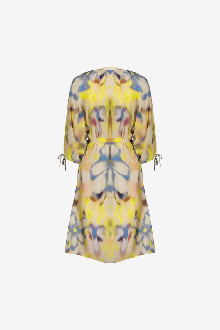 Geisha Midikleid mit Aquarell-Blumenmuster