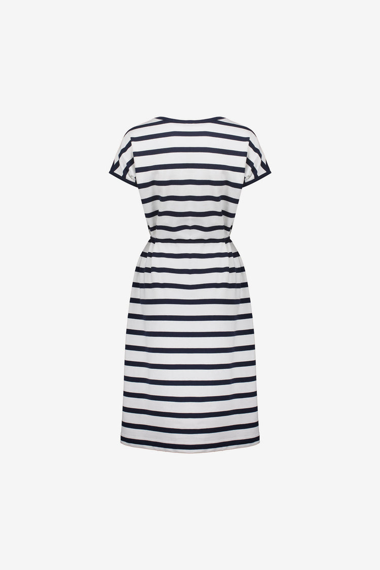 Geisha navy gestreiftes Kleid mit Kordeldetail