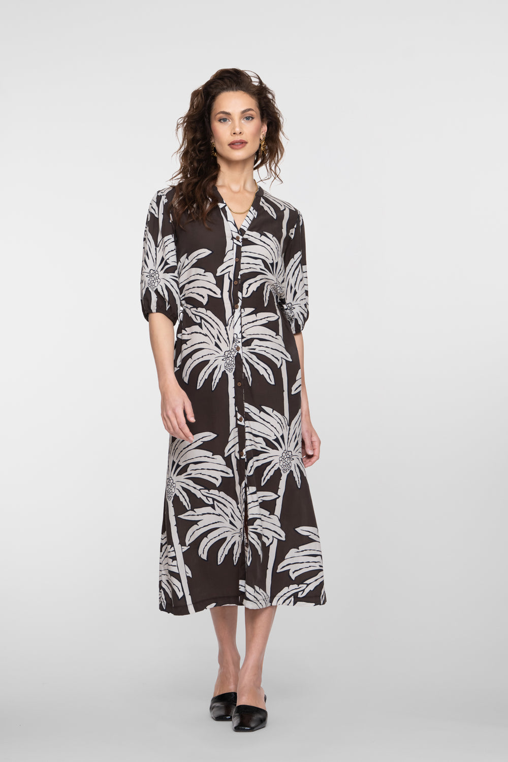 Geisha Maxikleid mit Palmenprint