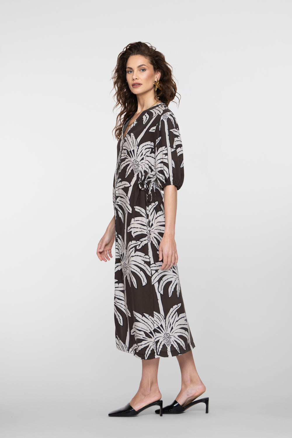 Geisha Maxikleid mit Palmenprint