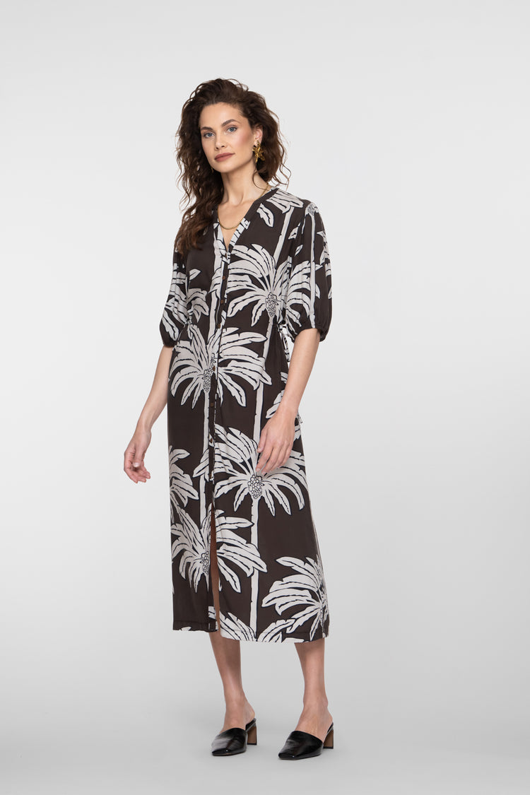 Geisha Maxikleid mit Palmenprint
