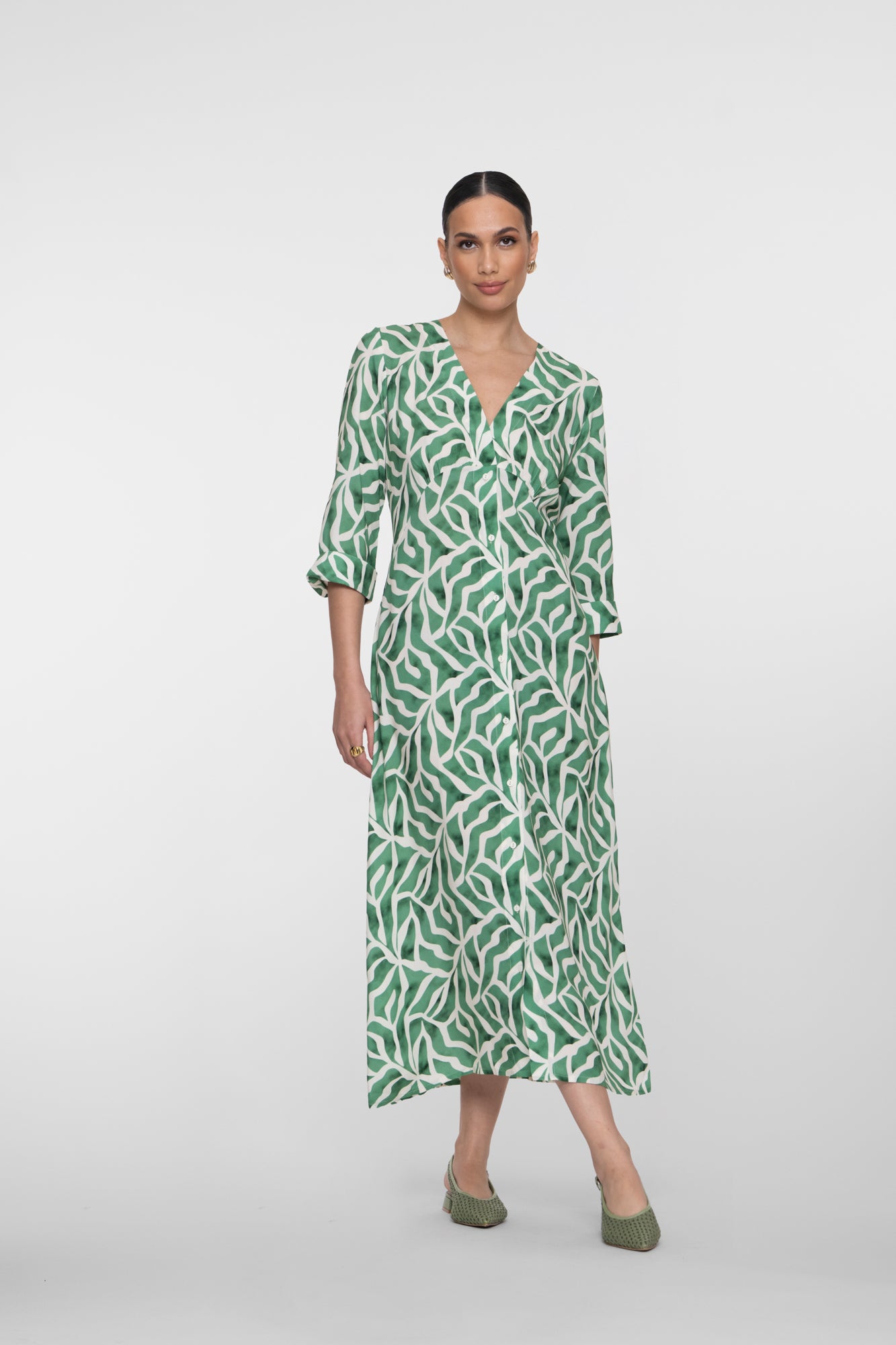 Geisha Maxikleid mit Print und V-Ausschnitt