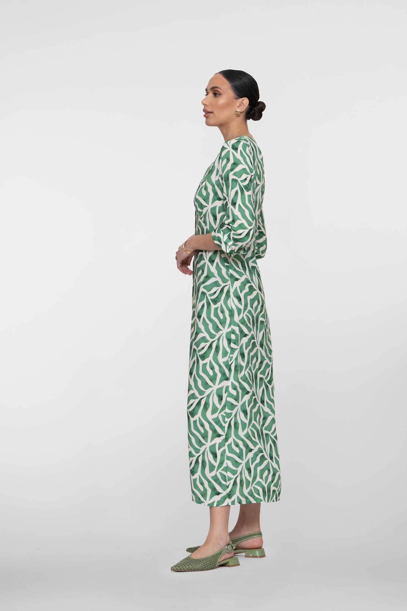 Geisha Maxikleid mit Print und V-Ausschnitt