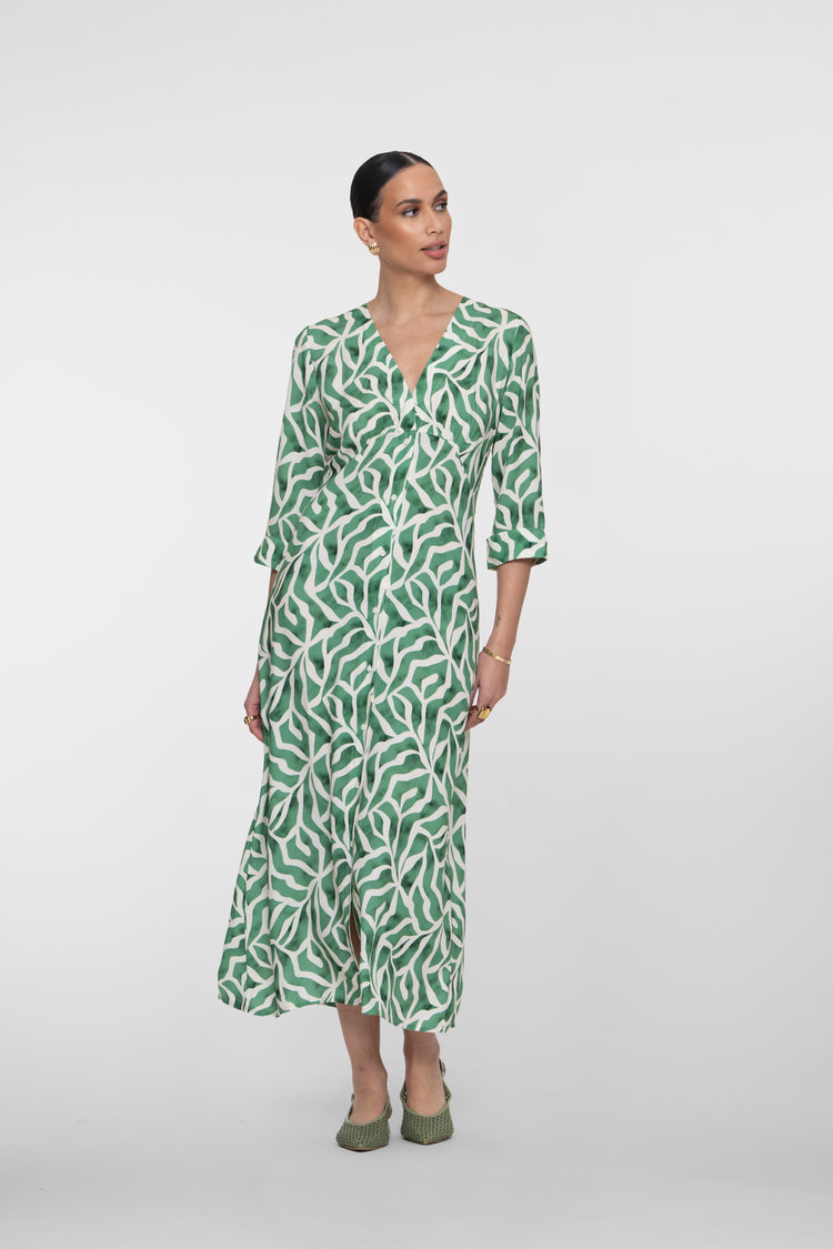 Geisha Maxikleid mit Print und V-Ausschnitt