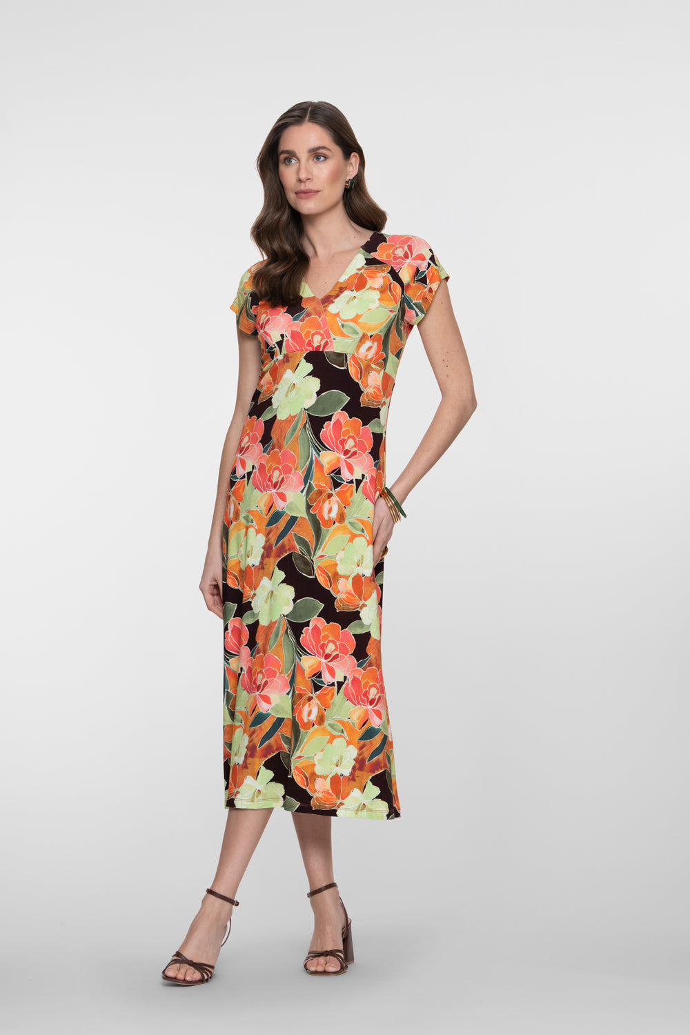 Geisha Jersey Midikleid mit V-Ausschnitt