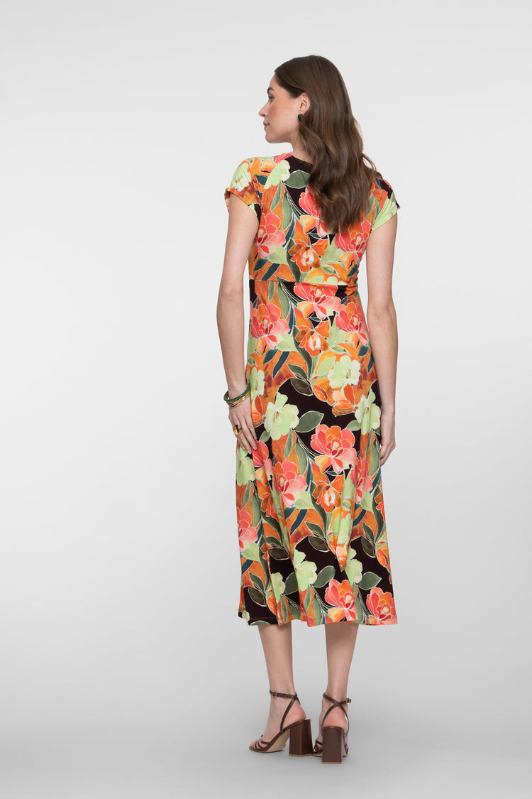 Geisha Jersey Midikleid mit V-Ausschnitt
