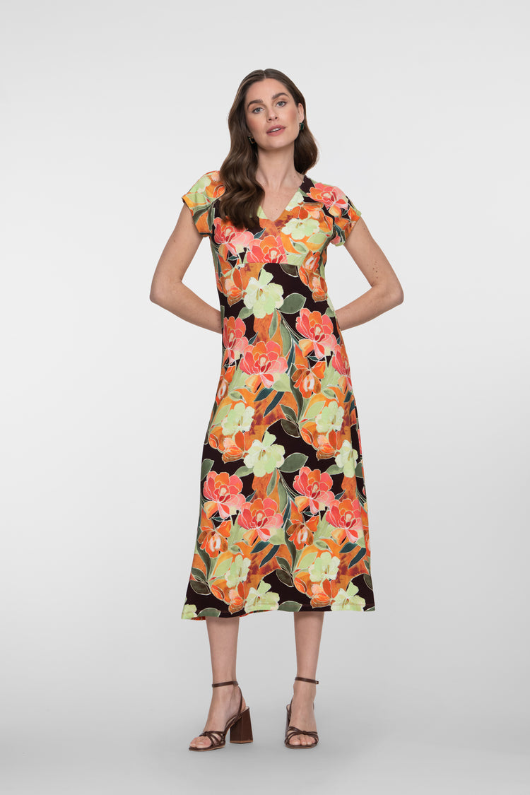 Geisha Jersey Midikleid mit V-Ausschnitt