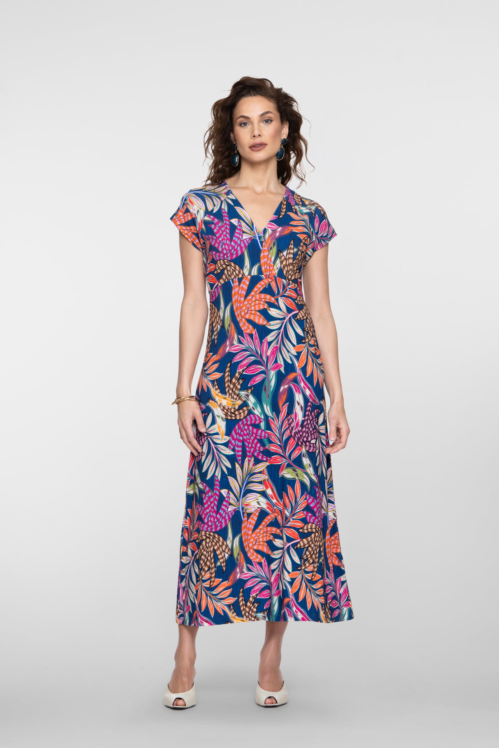 Geisha Jersey Midikleid mit V-Ausschnitt