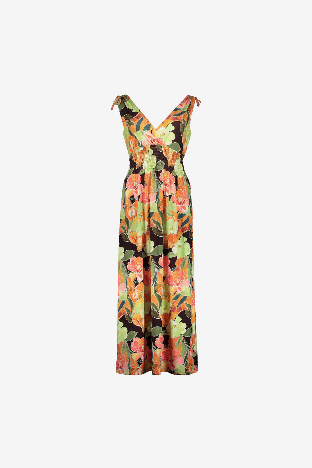 Geisha Tricot-Maxikleid mit Smock-Details