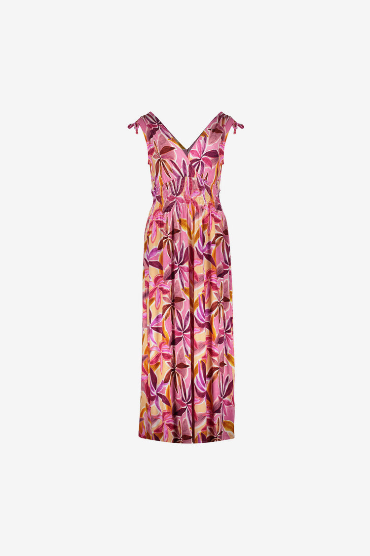 Geisha Tricot-Maxikleid mit Smock-Details