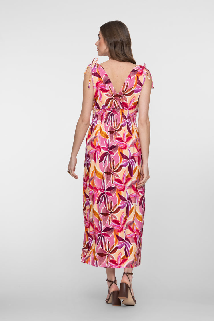 Geisha Tricot-Maxikleid mit Smock-Details