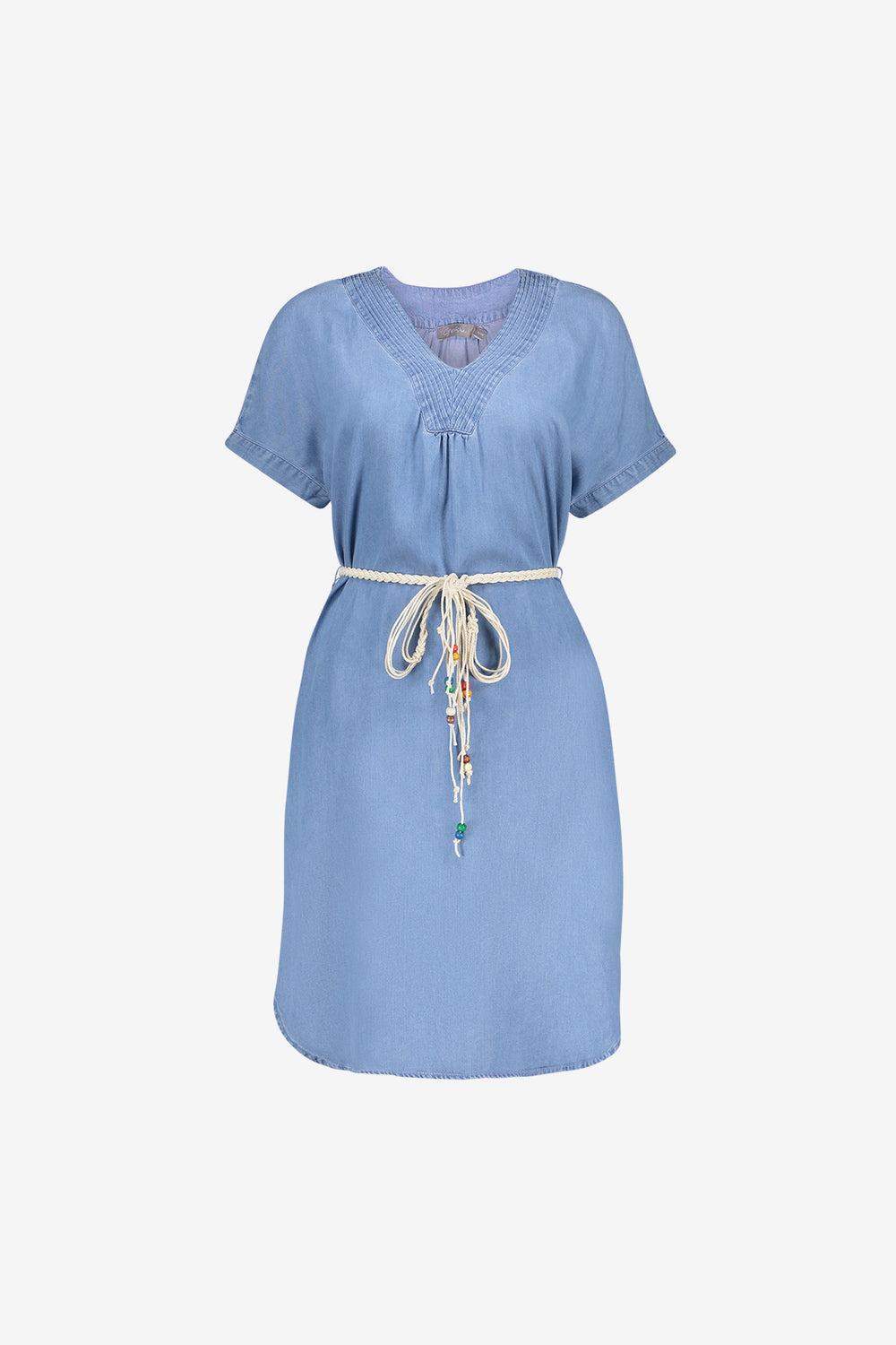 Geisha Lyocell-Denimkleid mit V-Ausschnitt und Bindegürtel