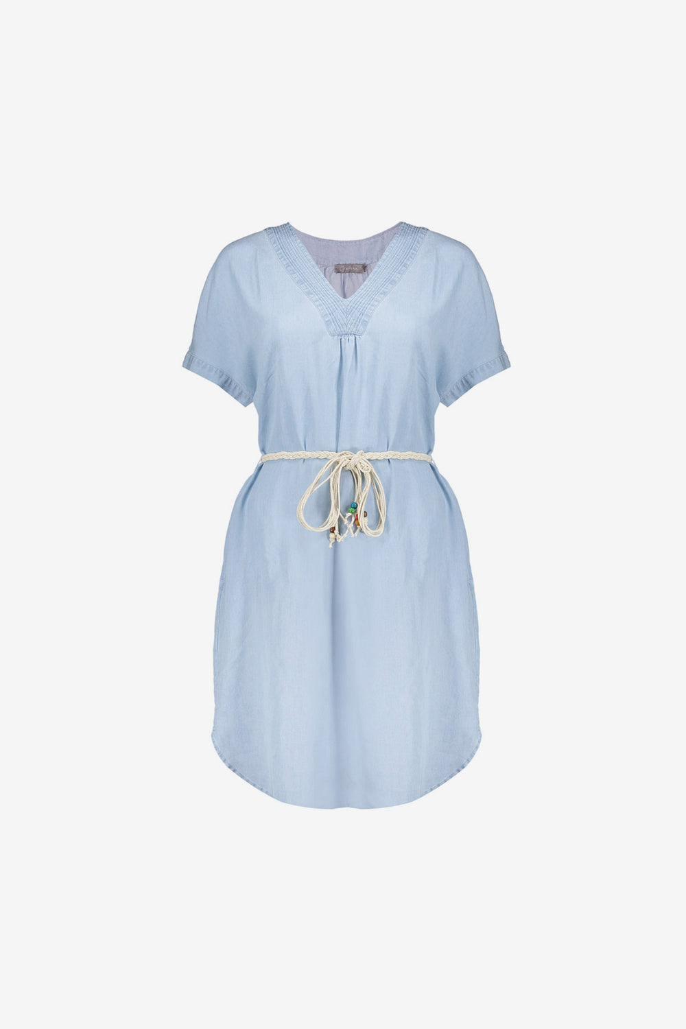 Geisha Lyocell-Denimkleid mit V-Ausschnitt und Bindegürtel