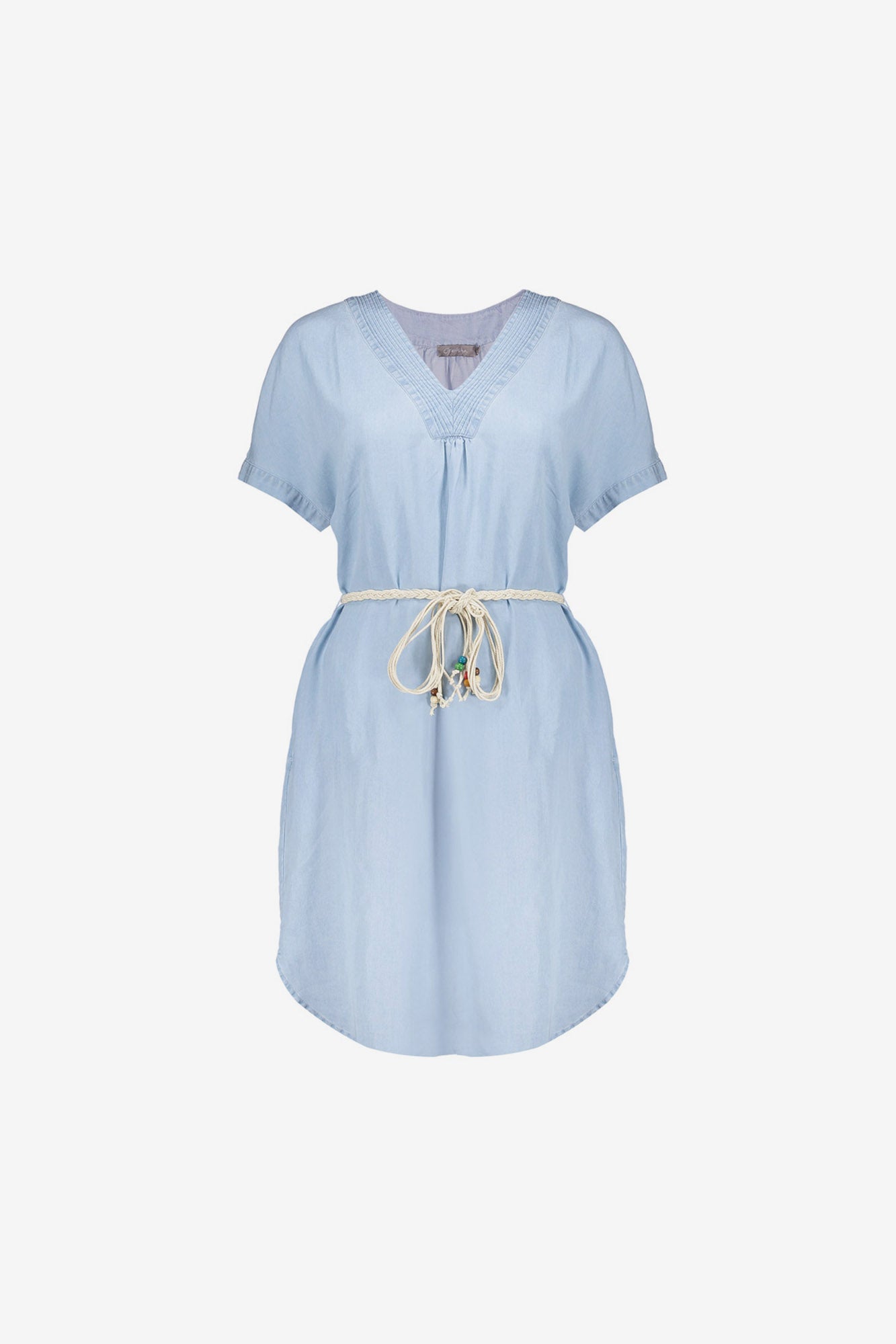 Geisha Lyocell-Denimkleid mit V-Ausschnitt und Bindegürtel