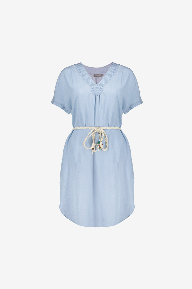 Geisha Lyocell-Denimkleid mit V-Ausschnitt und Bindegürtel