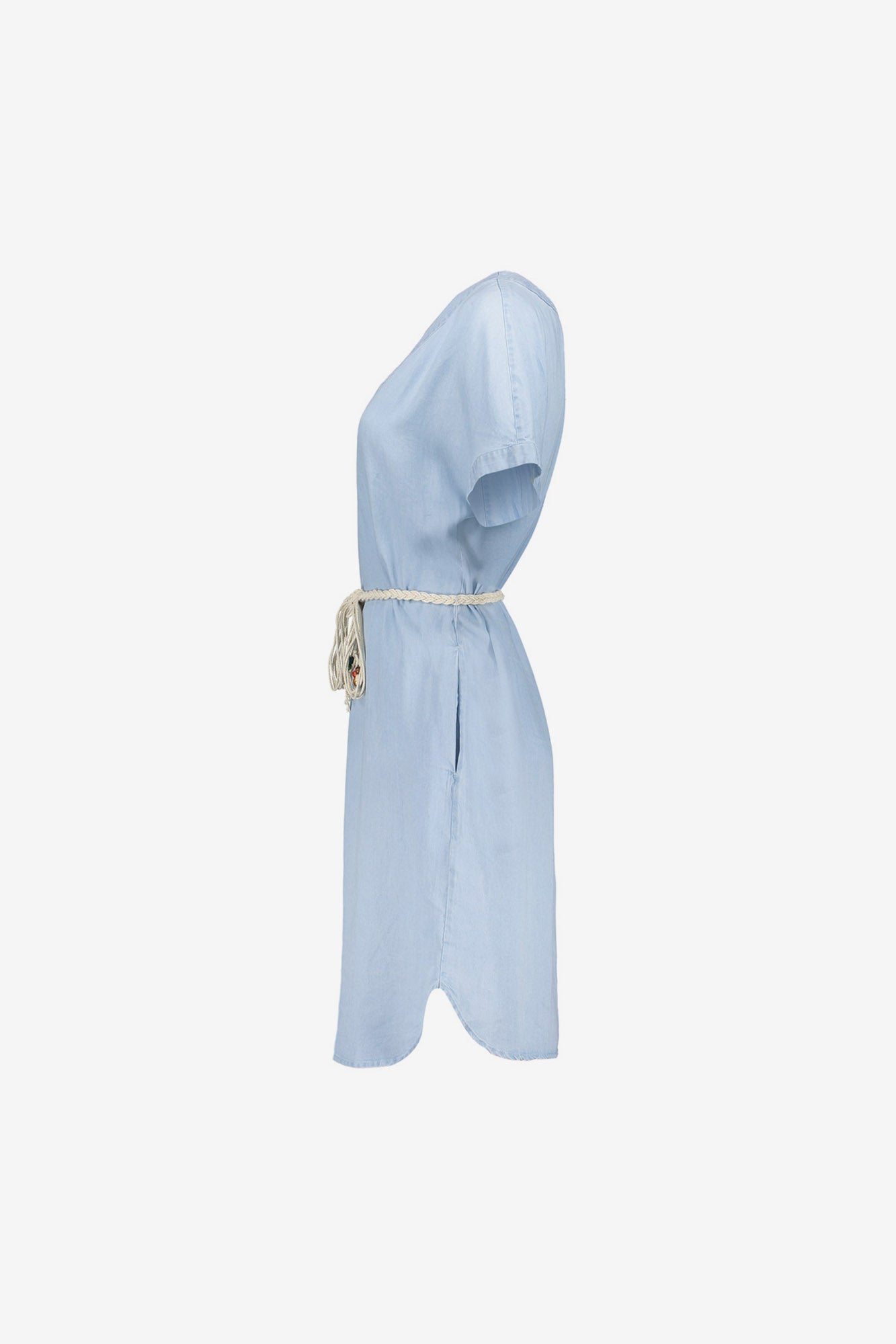 Geisha Lyocell-Denimkleid mit V-Ausschnitt und Bindegürtel