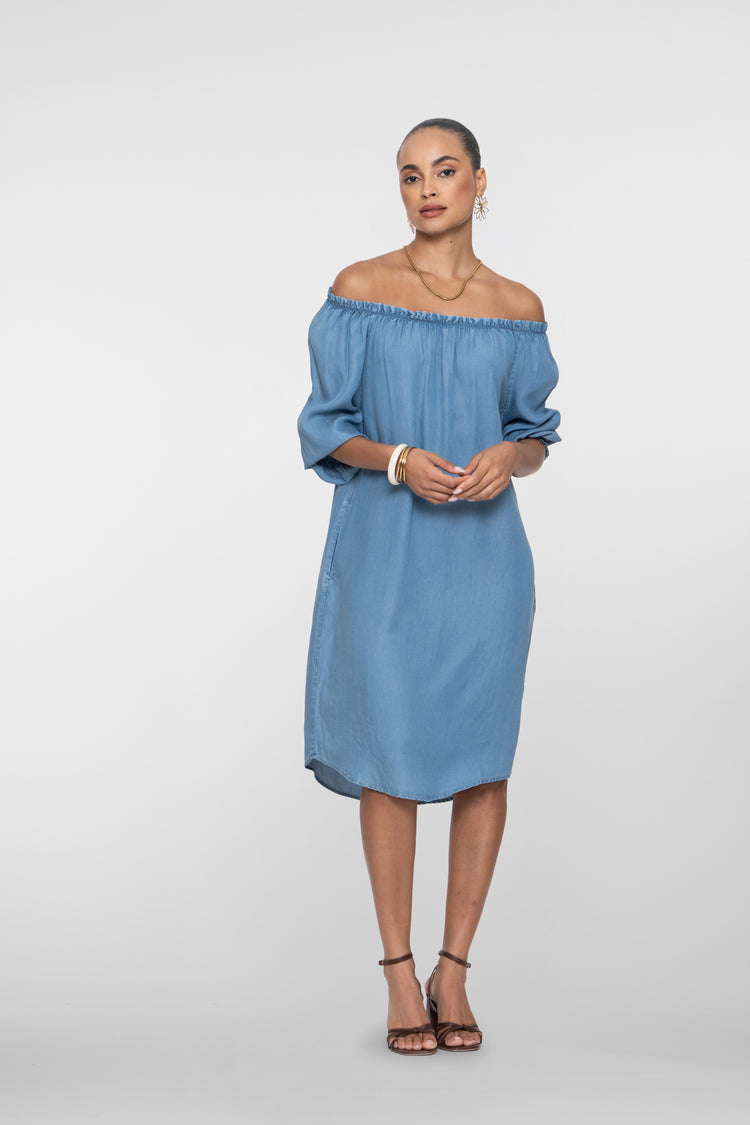 Geisha Lyocell Kleid für Frauen schulterfrei