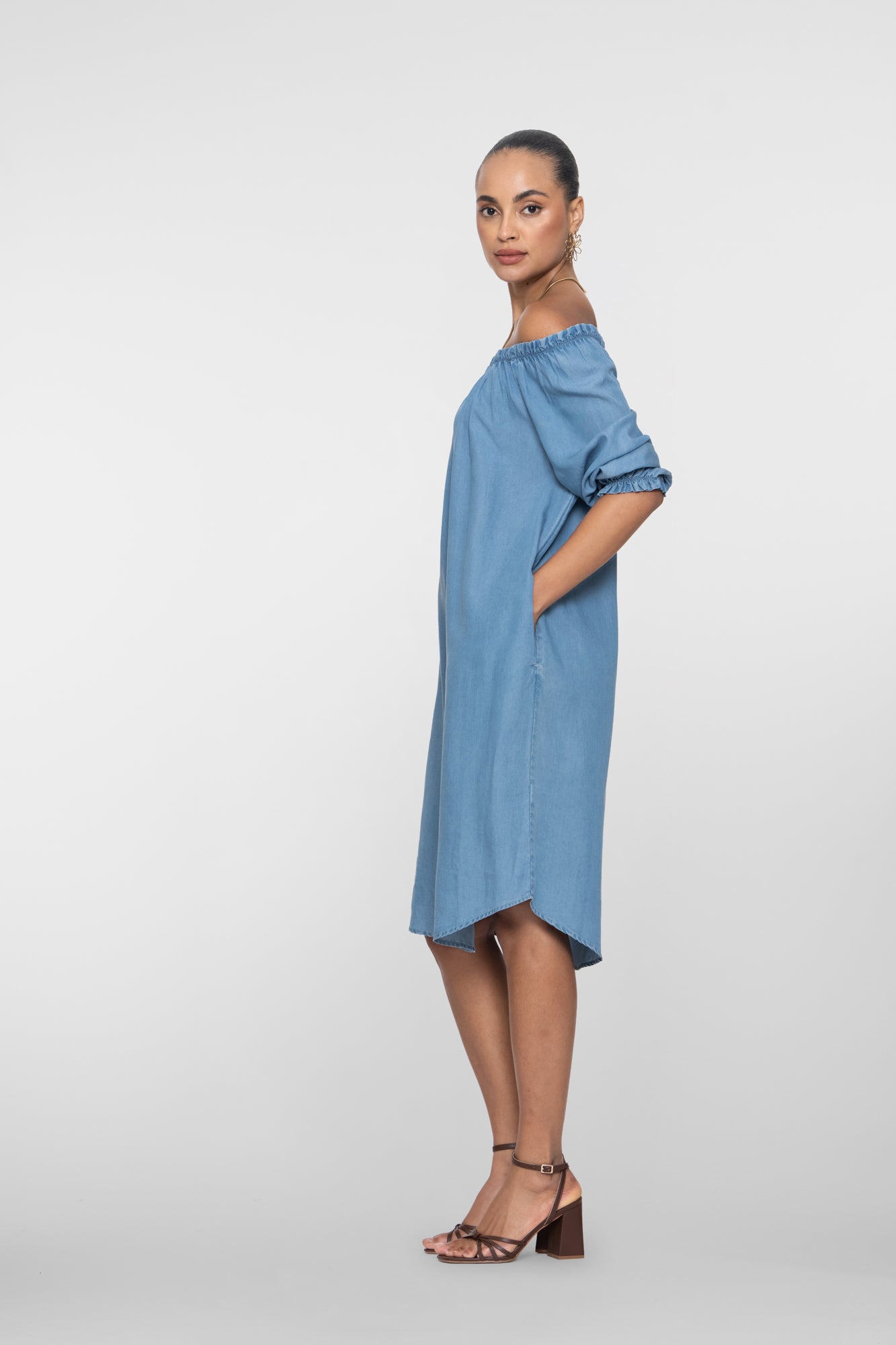 Geisha Lyocell Kleid für Frauen schulterfrei