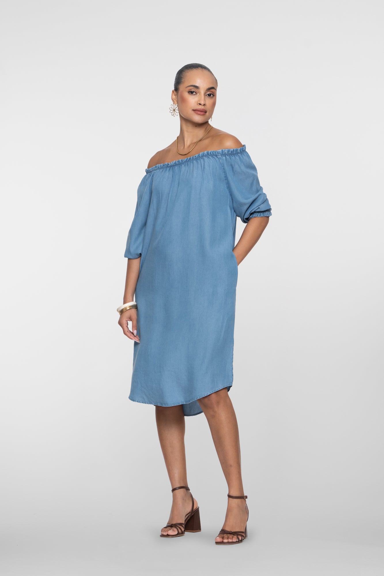 Geisha Lyocell Kleid für Frauen schulterfrei