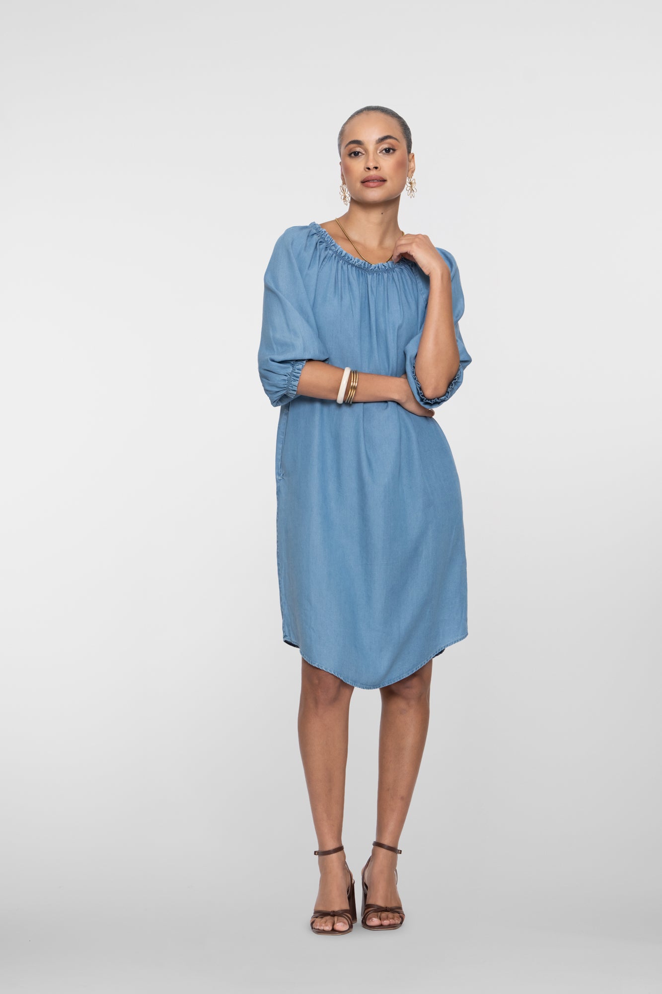 Geisha Lyocell Kleid für Frauen schulterfrei