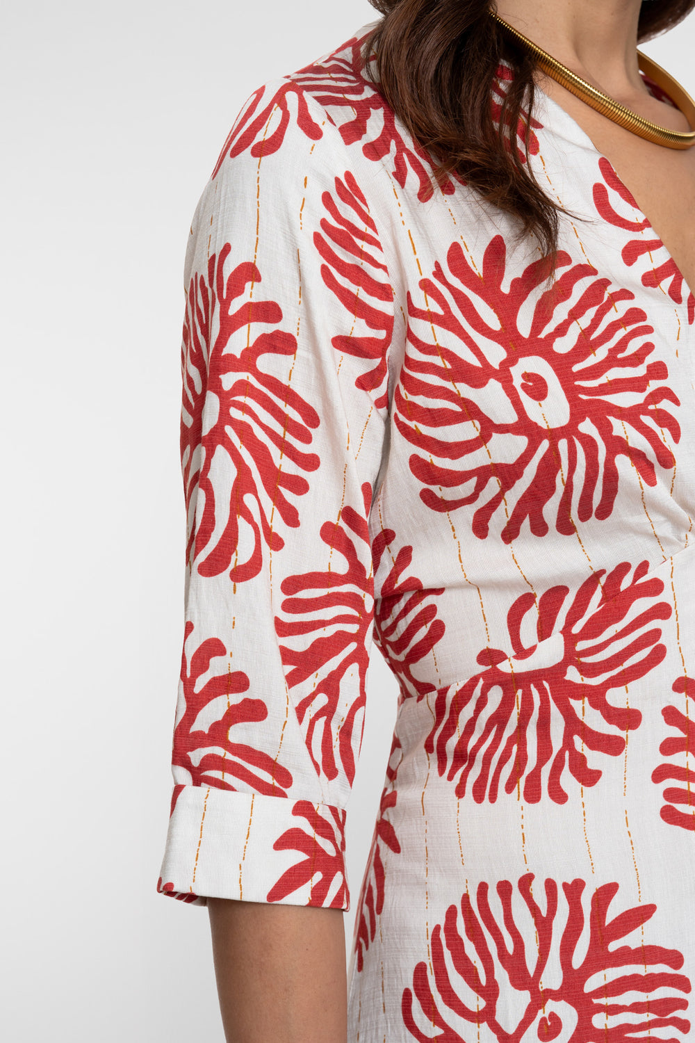 Geisha Maxikleid mit Korallenprint