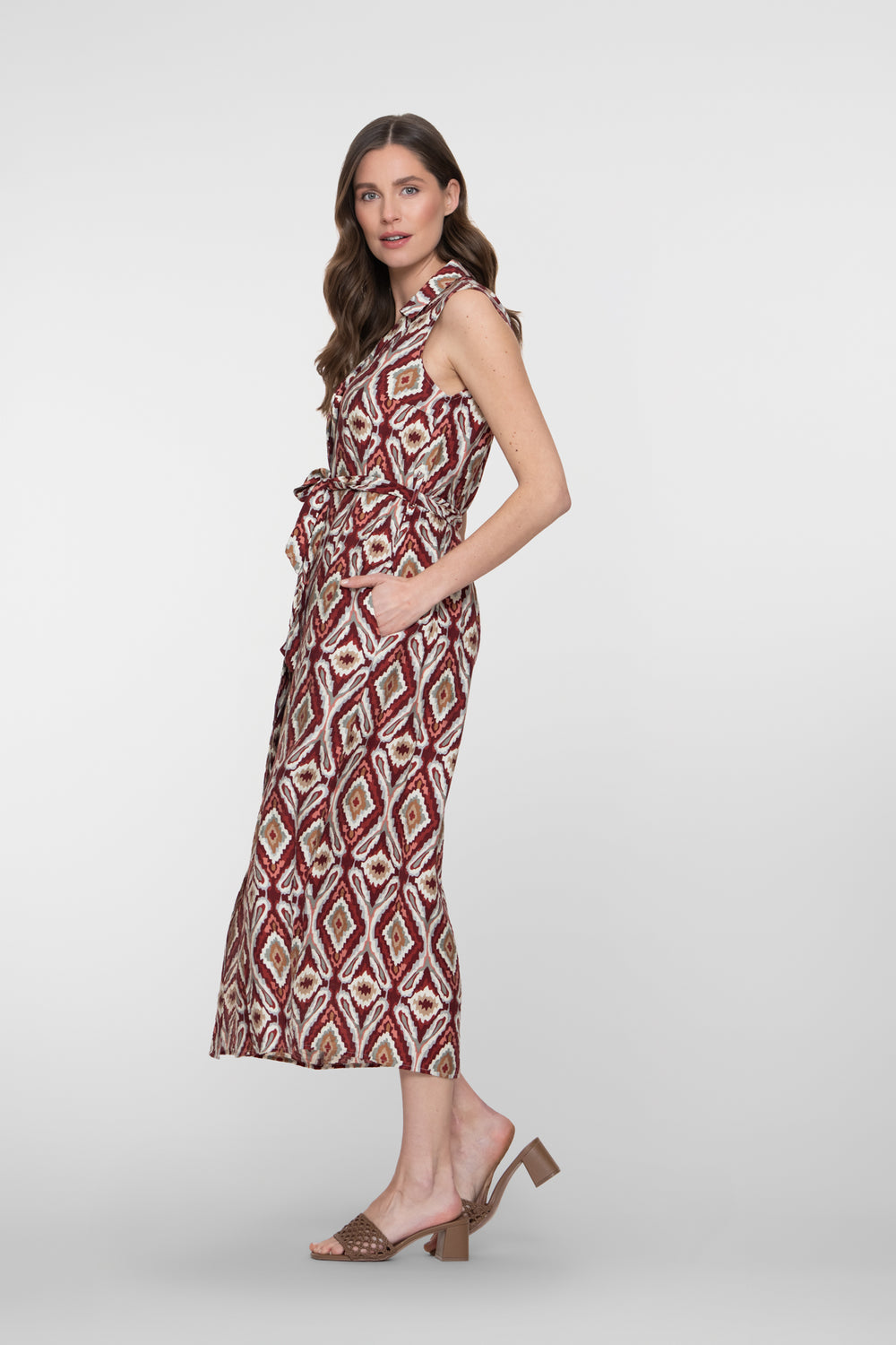 Geisha Kleid mit Ikat-Print und Bindegürtel