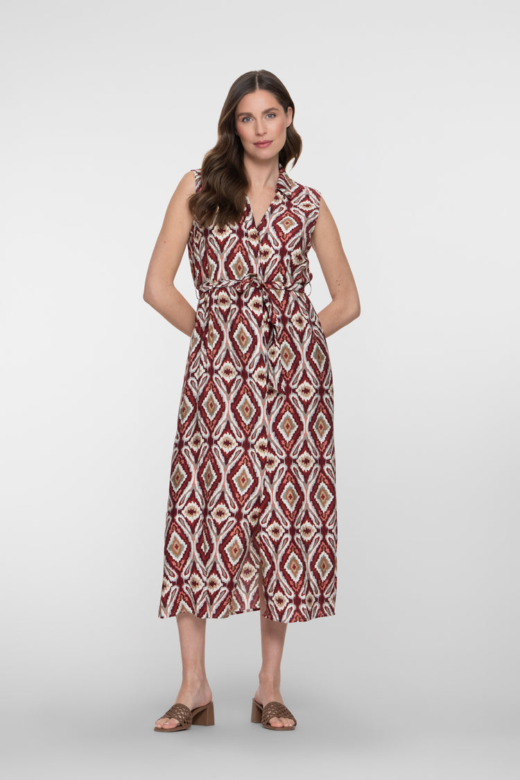 Geisha Kleid mit Ikat-Print und Bindegürtel