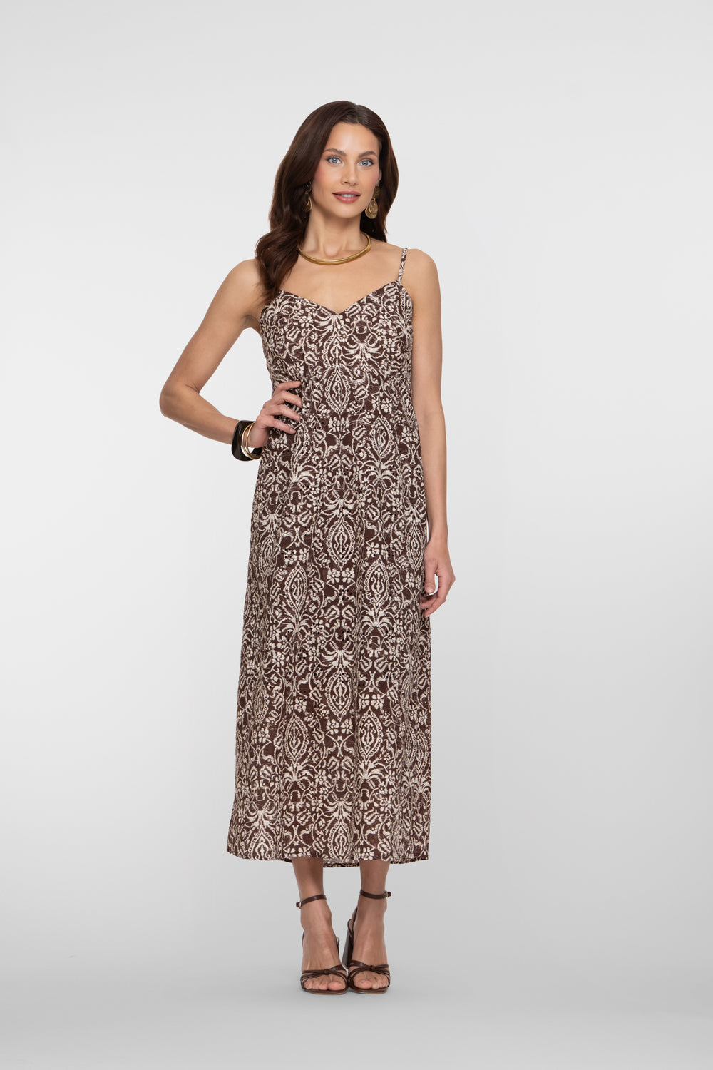 Geisha Maxikleid mit Broderie-Details