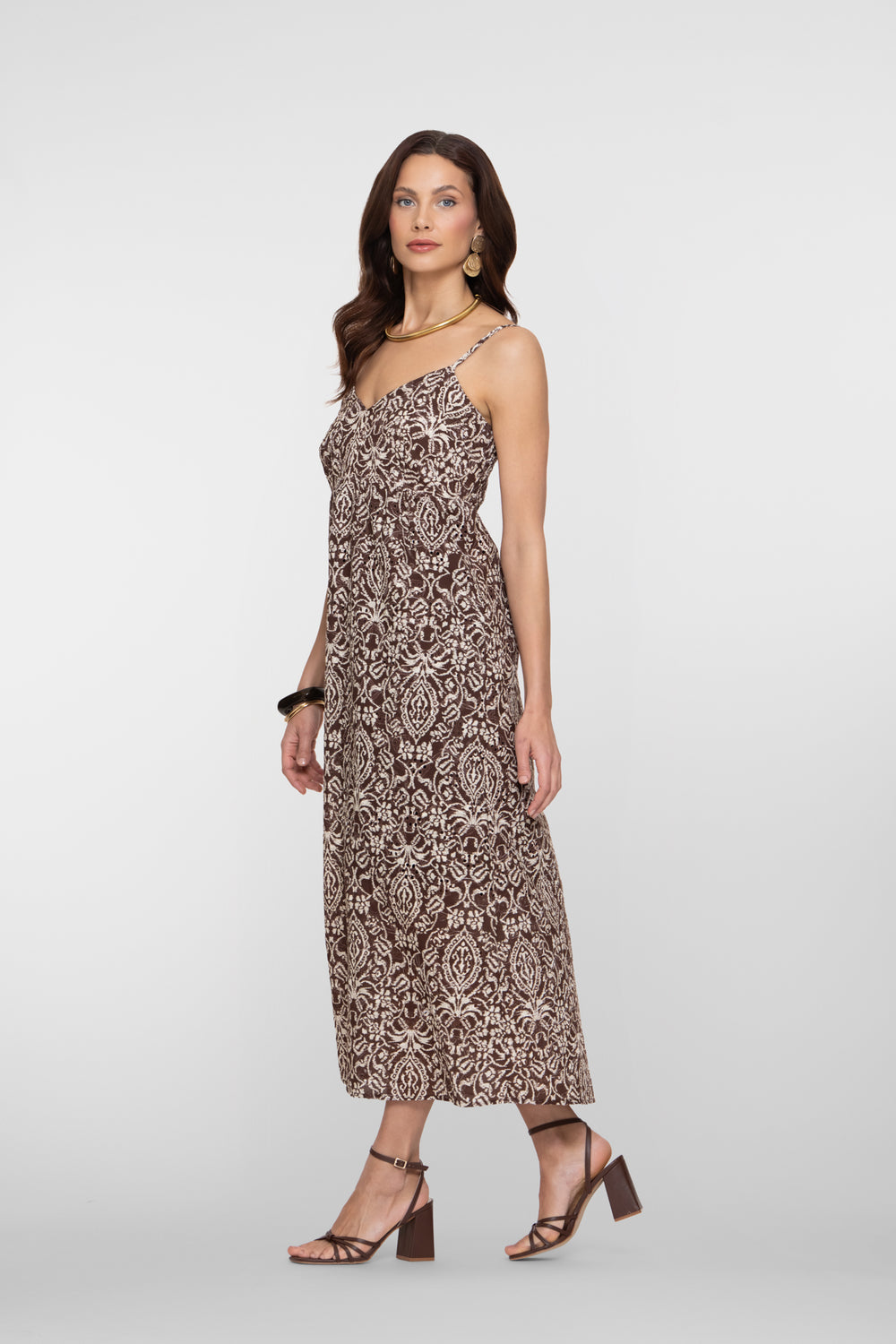 Geisha Maxikleid mit Broderie-Details