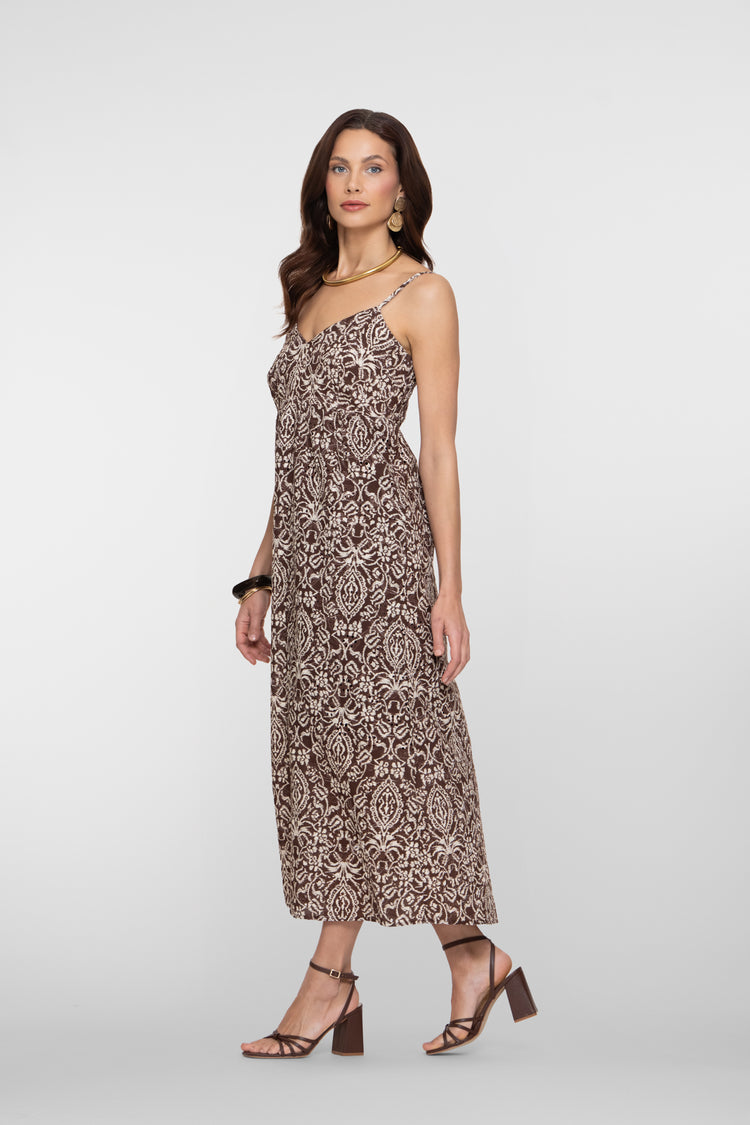 Geisha Maxikleid mit Broderie-Details